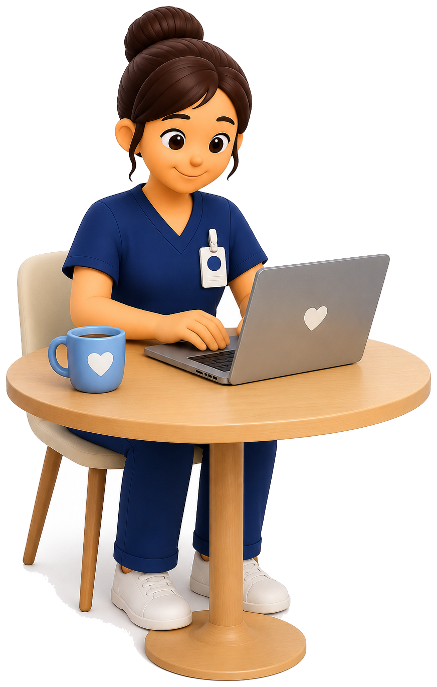 Caregiver using a laptop