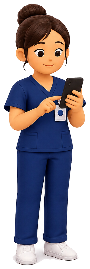 Caregiver holding a phone